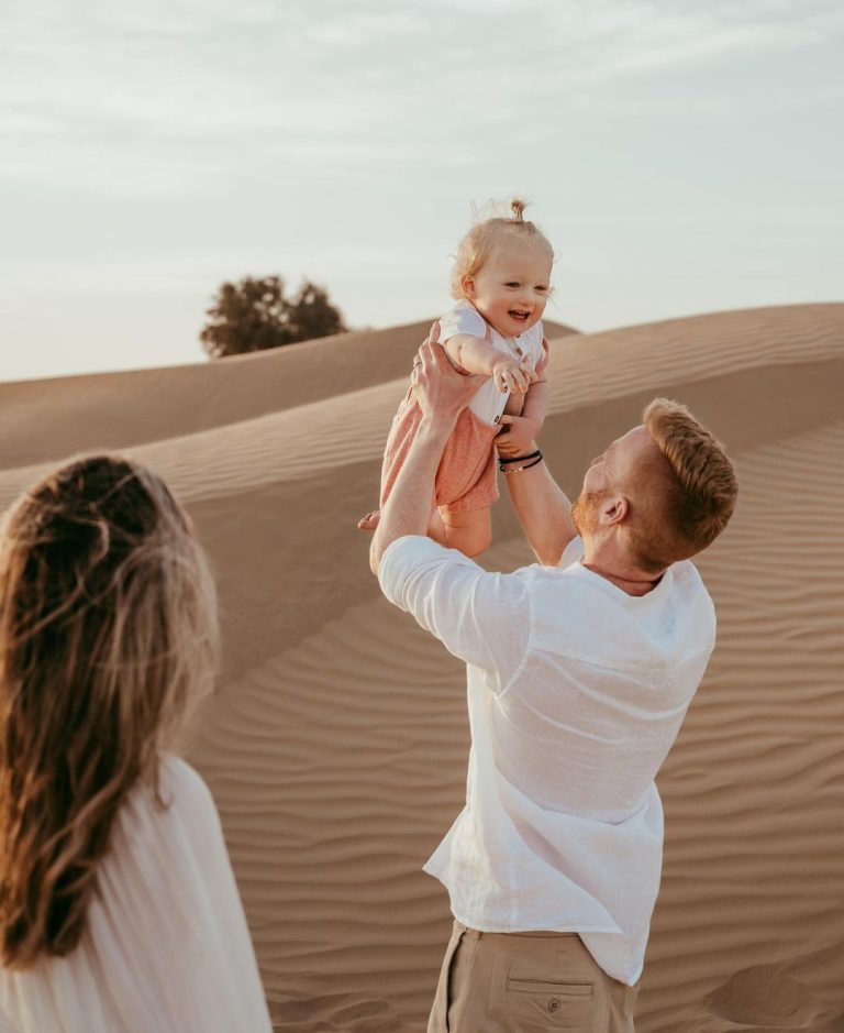 Beautiful family meeting in the Moroccan desert